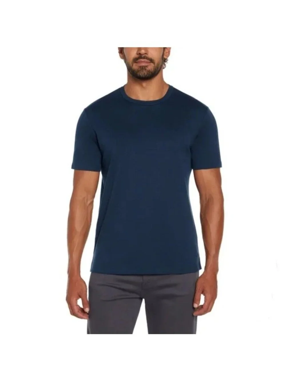NWOT Banana Republic Luxe Touch Tee Men's L Navy Blue Cotton Short Sleeve Shirt